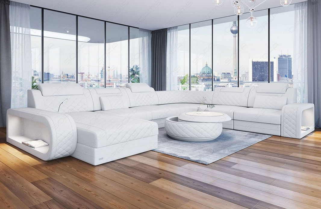 Mini XXL Wohnlandschaft Berlin U-Form aus Leder