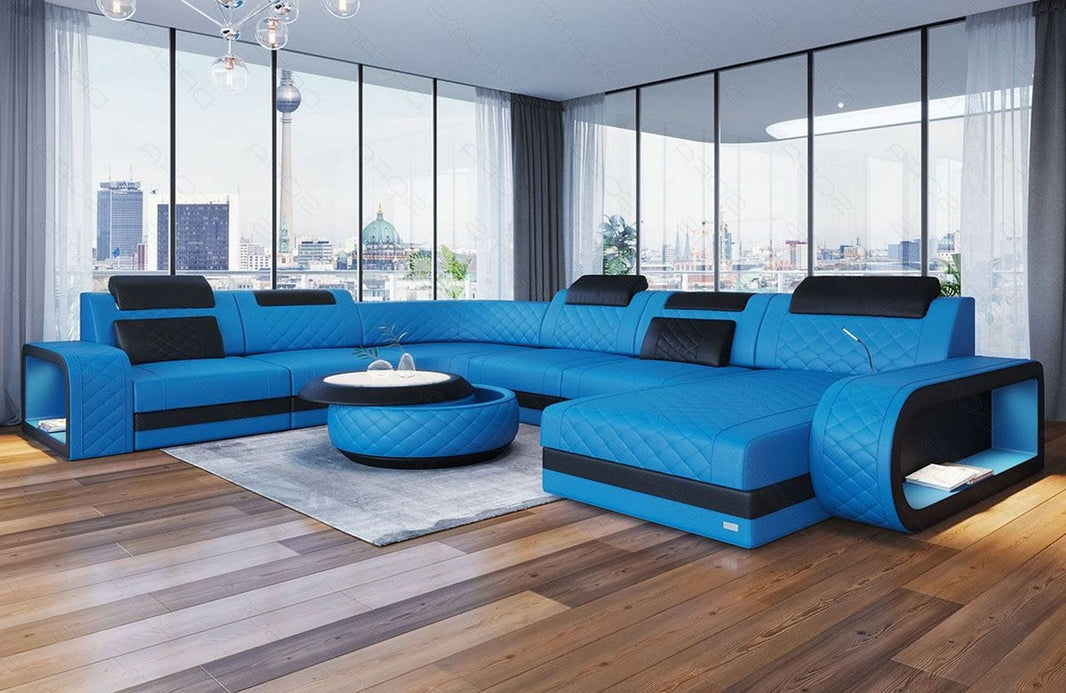 XXL Wohnlandschaft Berlin U-Form in Leder