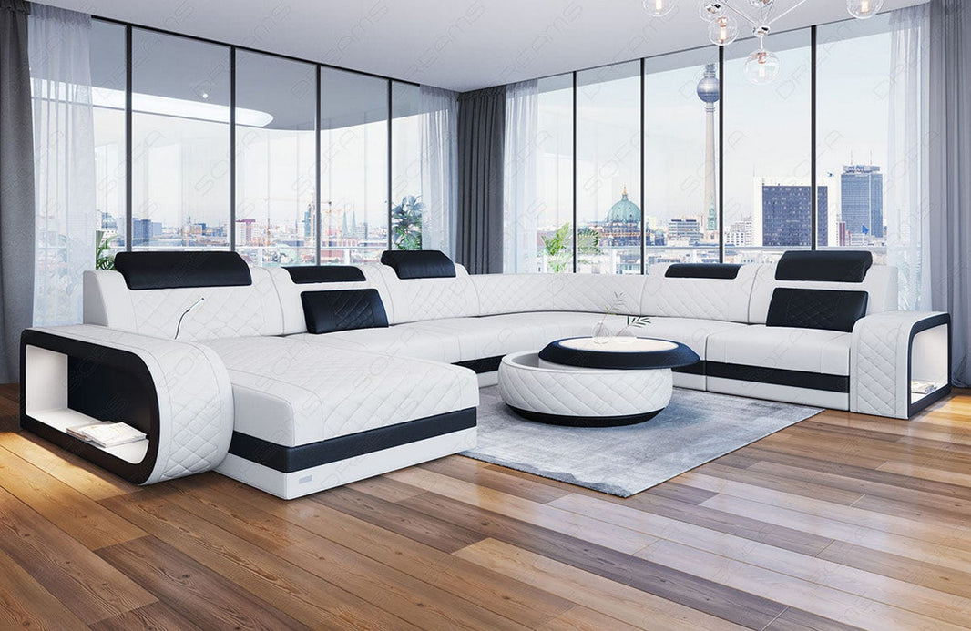 XXL Wohnlandschaft Berlin U-Form in Leder