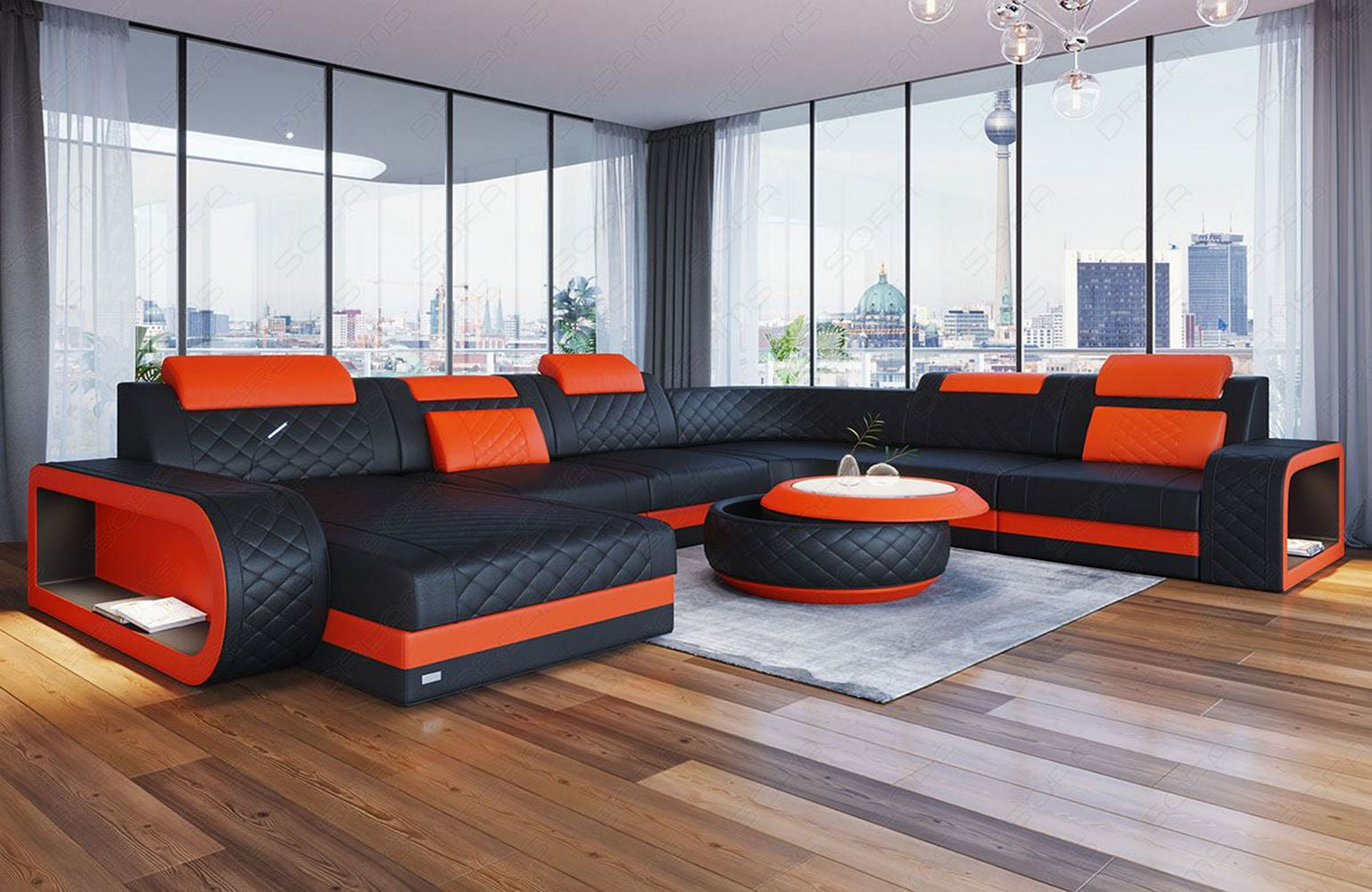XXL Wohnlandschaft Berlin – Leder Sofa
