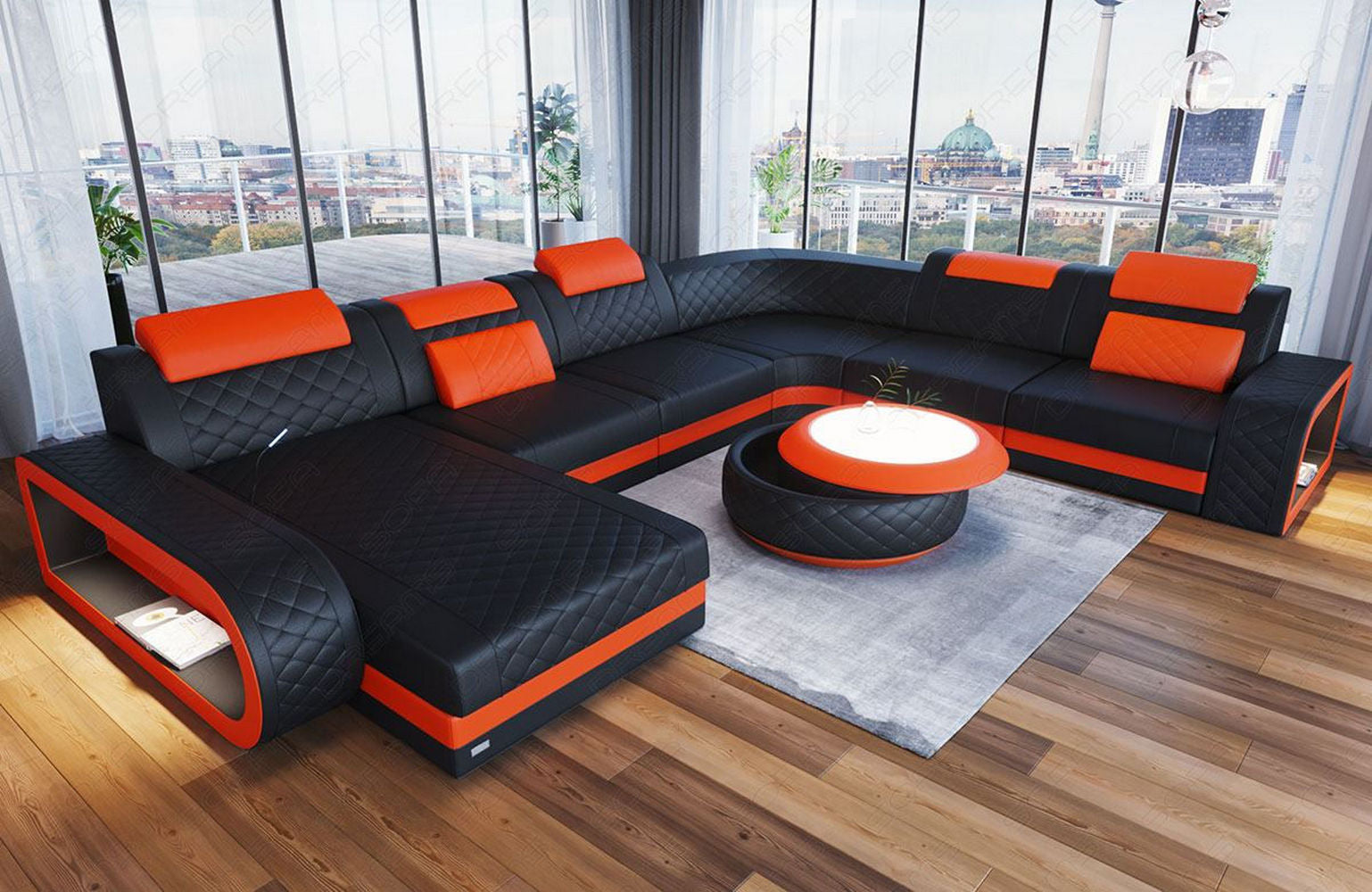 XXL Wohnlandschaft Berlin – Leder Sofa
