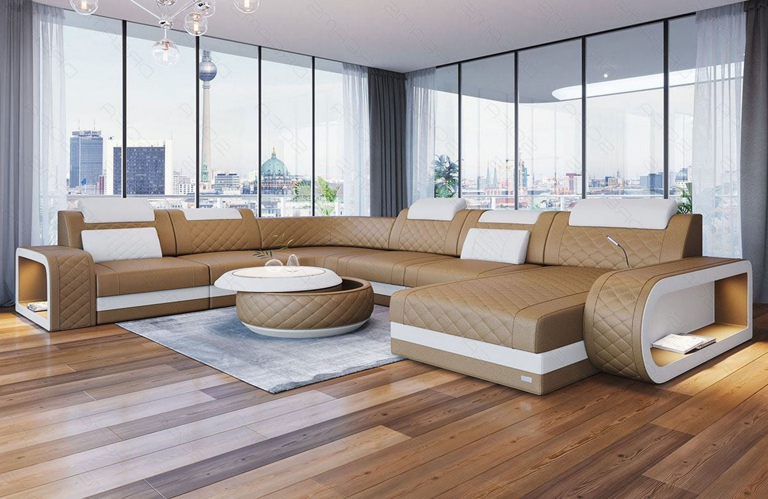 XXL Wohnlandschaft Berlin – Leder Sofa