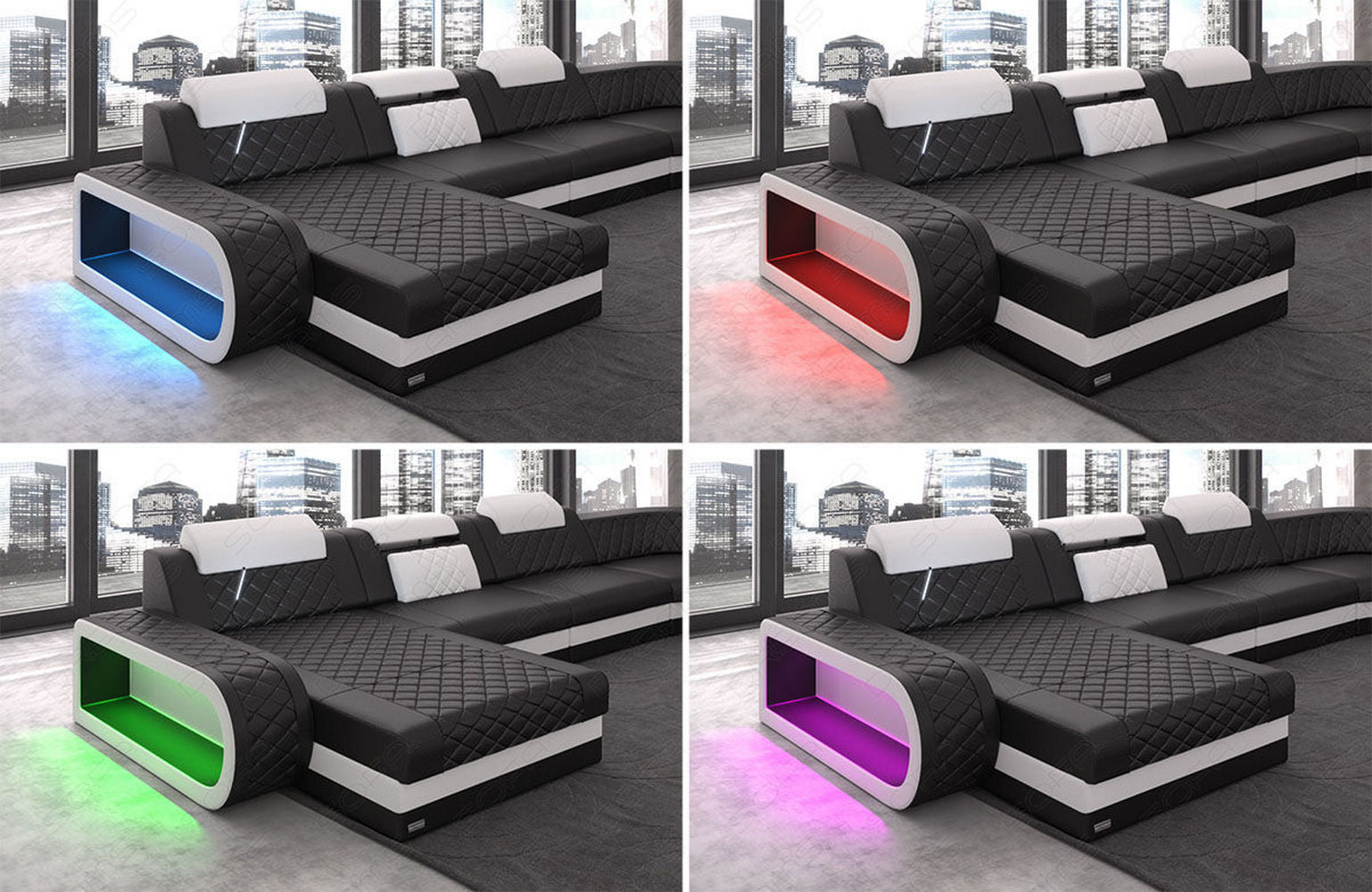XXL Wohnlandschaft Berlin – Leder Sofa schwarz-weiß