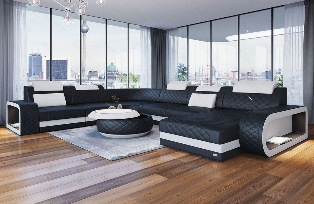 XXL Wohnlandschaft Berlin U-Form in Leder