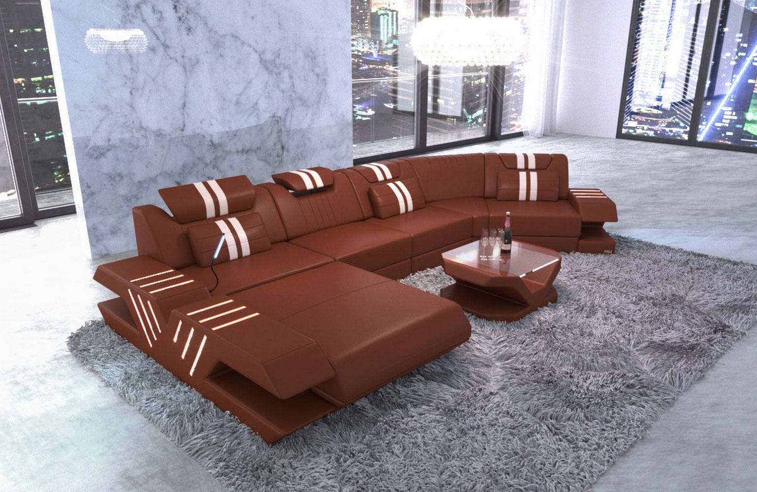 Leder Couch Venedig C-Form – Komfort & Stil