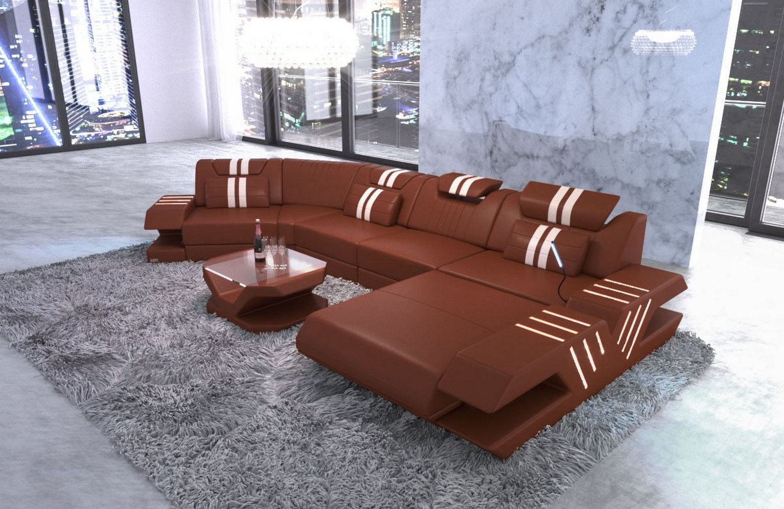 Leder Couch Venedig C-Form – Komfort & Stil