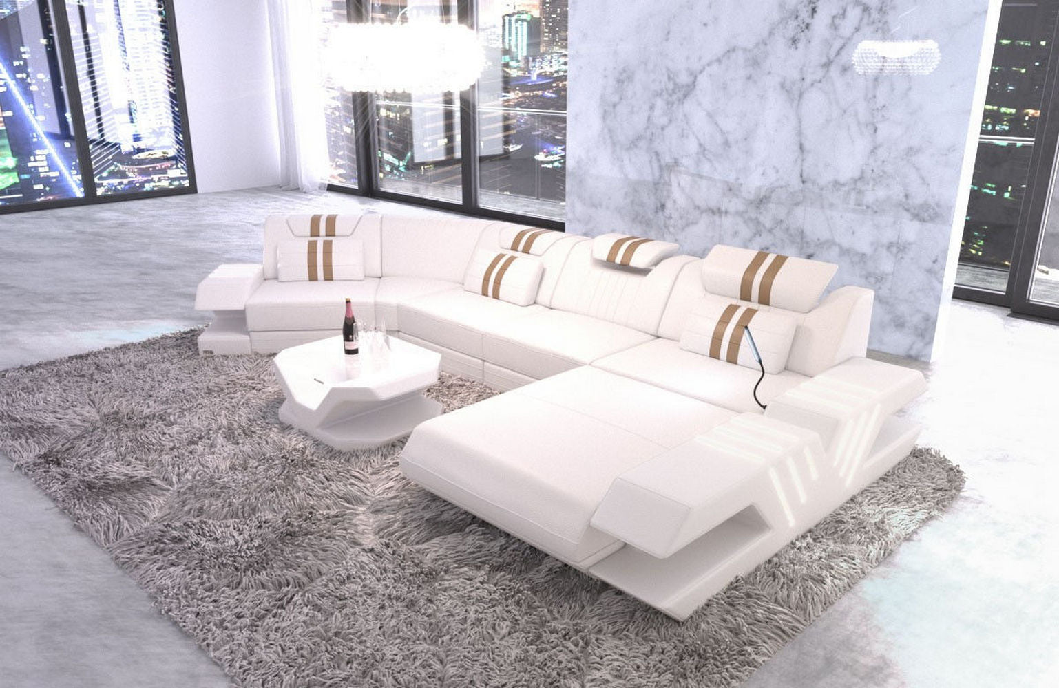 Leder Couch Venedig C-Form – Komfort & Stil