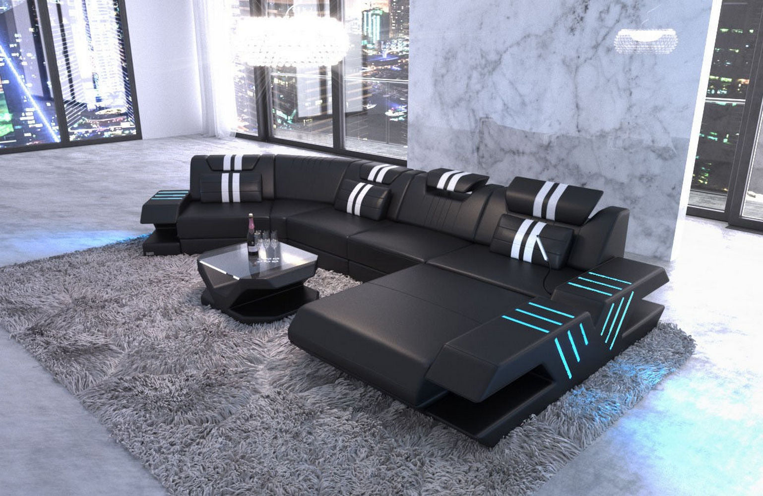 Leder Couch Venedig C-Form – Komfort & Stil