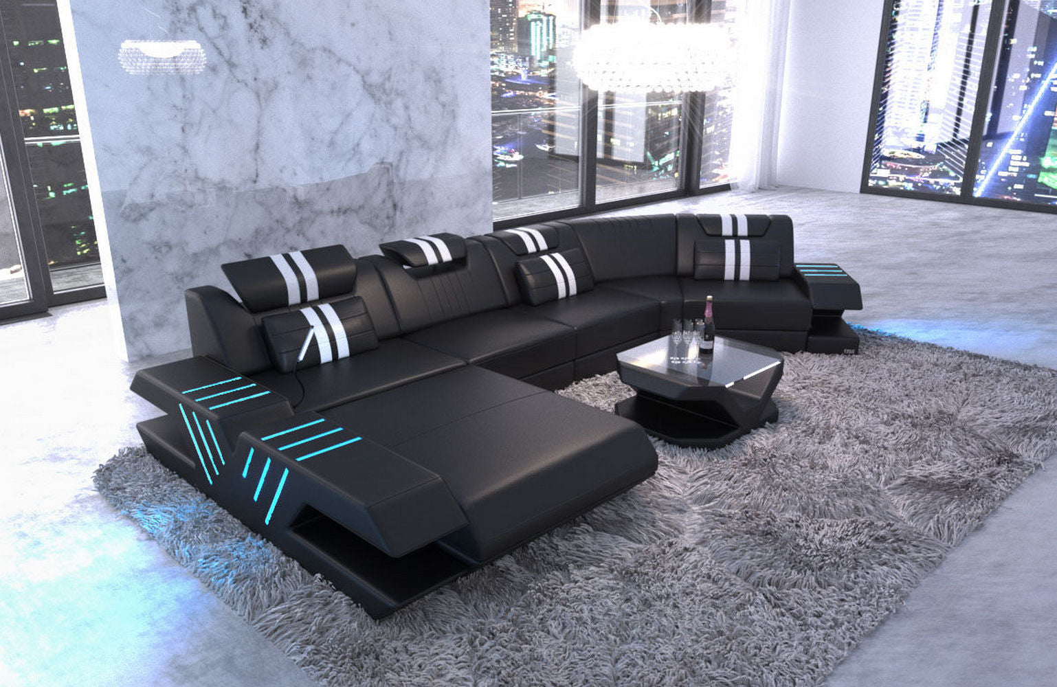 Leder Couch Venedig C-Form – Komfort & Stil
