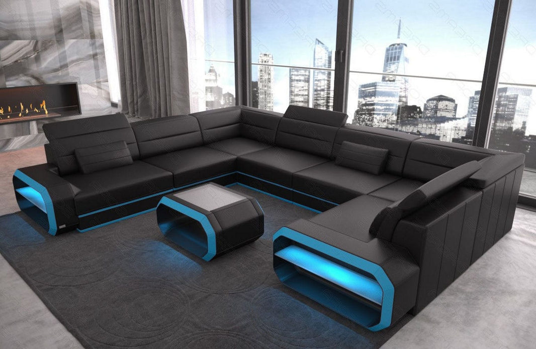 Wohnlandschaft Verona U-Form aus Leder