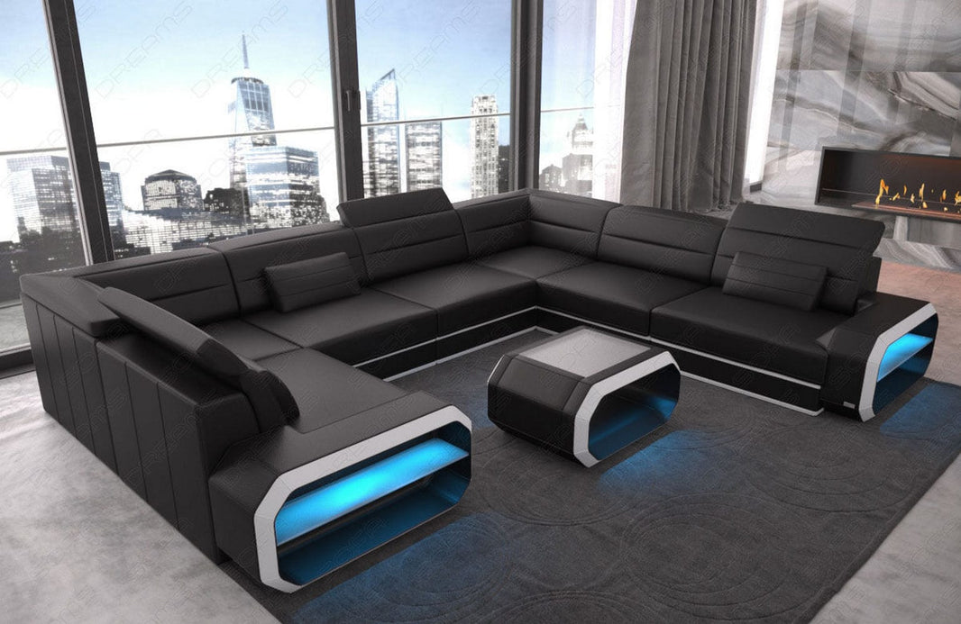 Wohnlandschaft Verona U-Form aus Leder