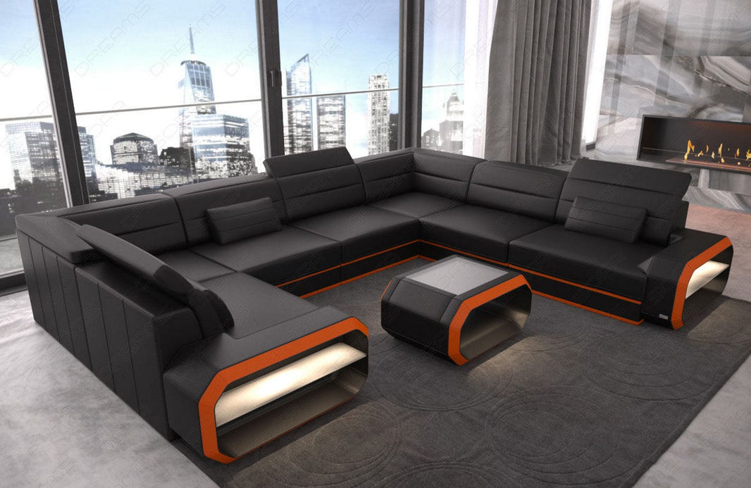 Wohnlandschaft Verona U-Form aus Leder