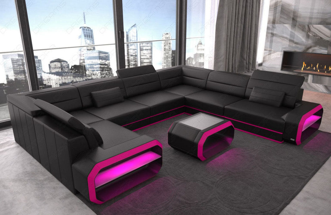 Wohnlandschaft Verona U-Form aus Leder