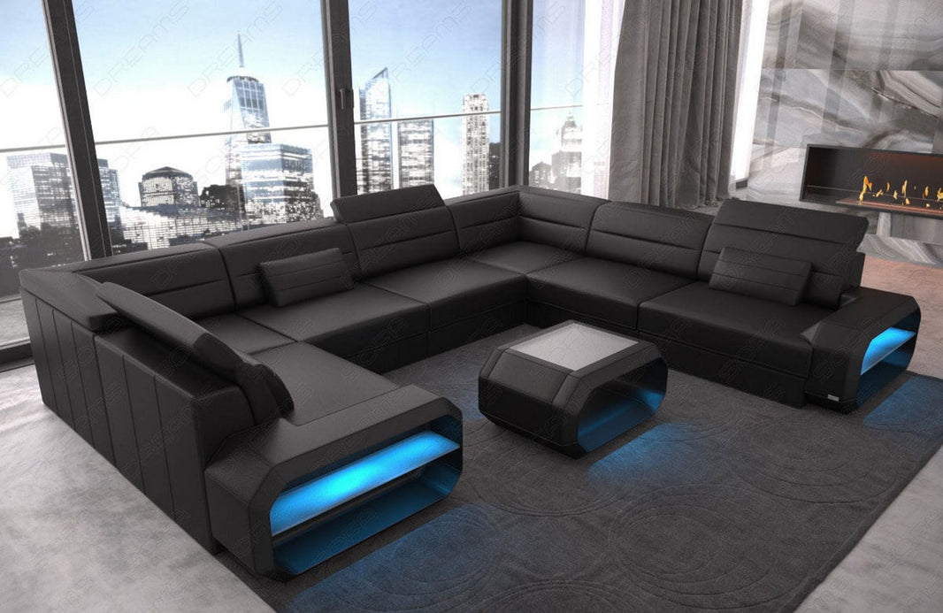 Wohnlandschaft Verona U-Form aus Leder