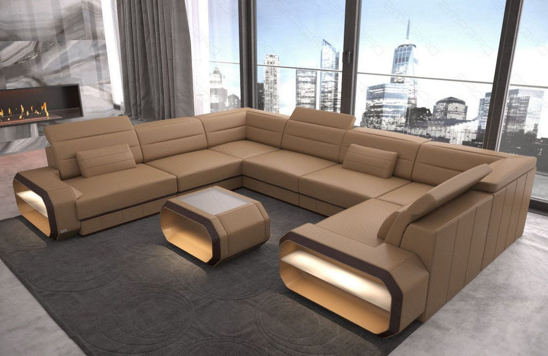 Wohnlandschaft Verona U-Form aus Leder