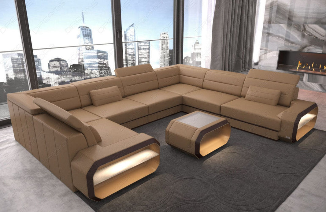 Wohnlandschaft Verona U-Form aus Leder