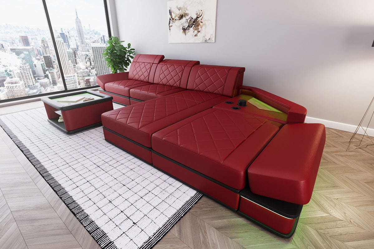 Leder Ecksofa Perugia in L-Form