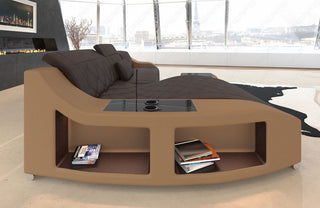 Ecksofa Swing Eleganz L-Form in Leder dunkelbraun-sandbeige