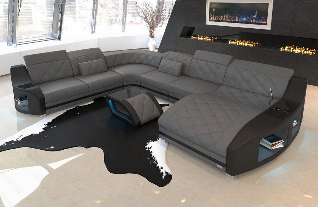 Mini Wohnlandschaft Swing XXL U-Form in Leder