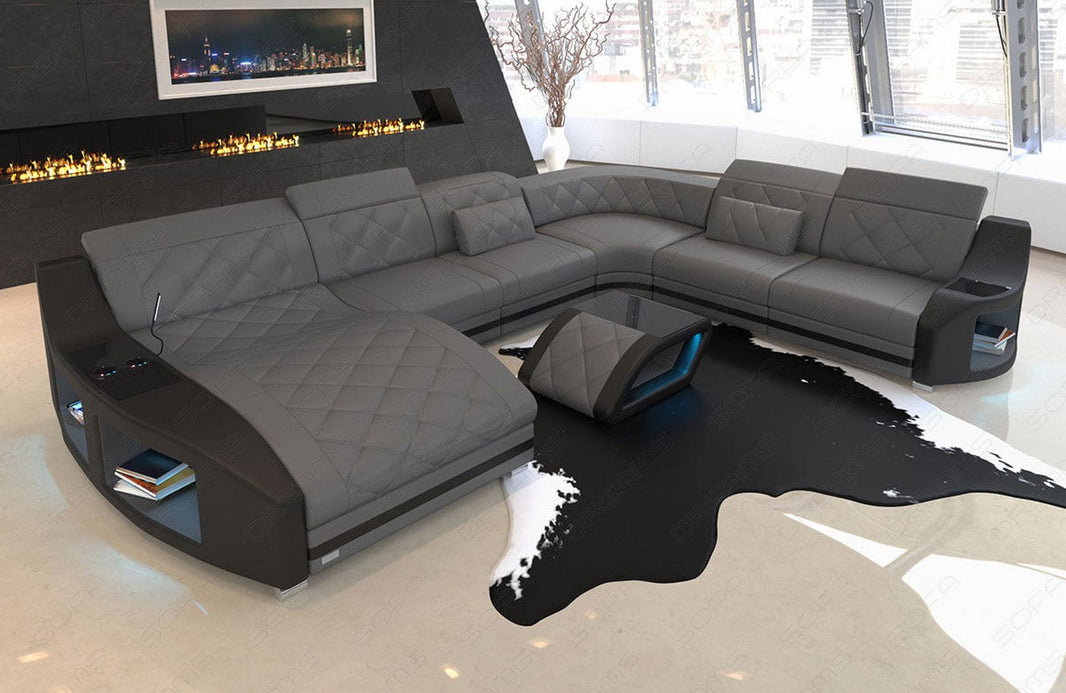 Mini Wohnlandschaft Swing XXL U-Form in Leder