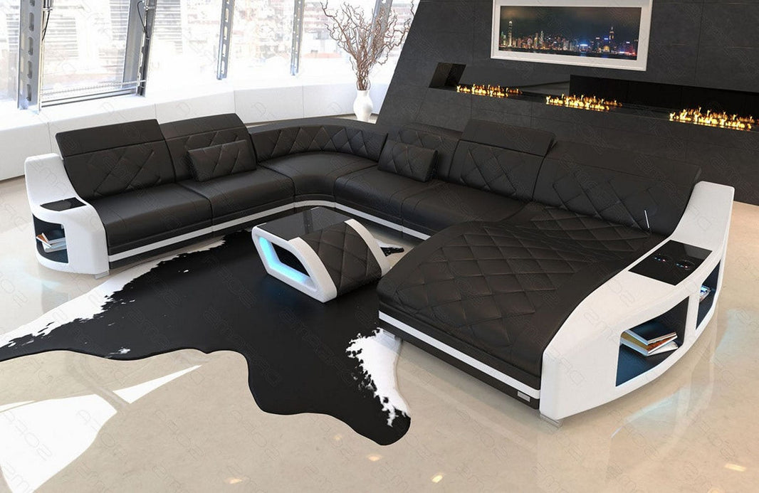 XXL Wohnlandschaft Swing U-Form aus Leder