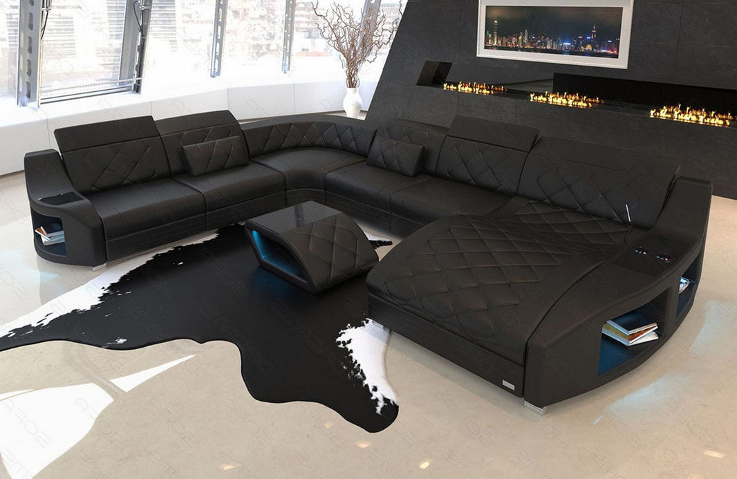 XXL Wohnlandschaft Swing U-Form aus Leder