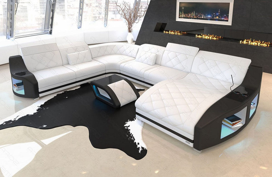 XXL Wohnlandschaft Swing U-Form aus Leder