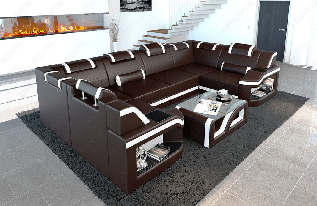 Mini Wohnlandschaft Padua U-Form in Leder