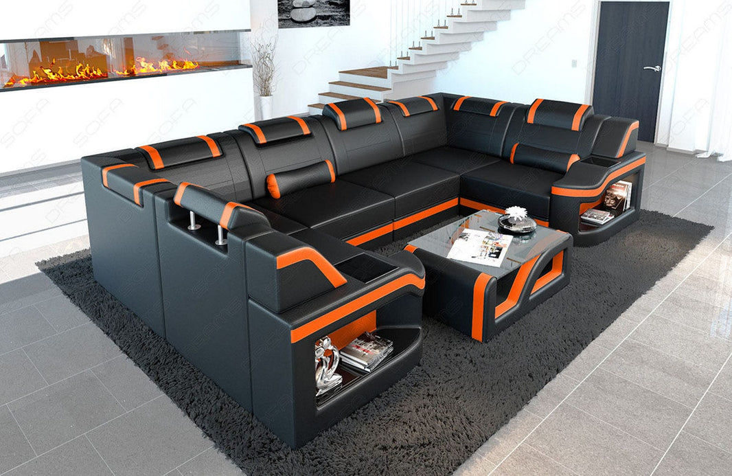 Mini Wohnlandschaft Padua U-Form in Leder