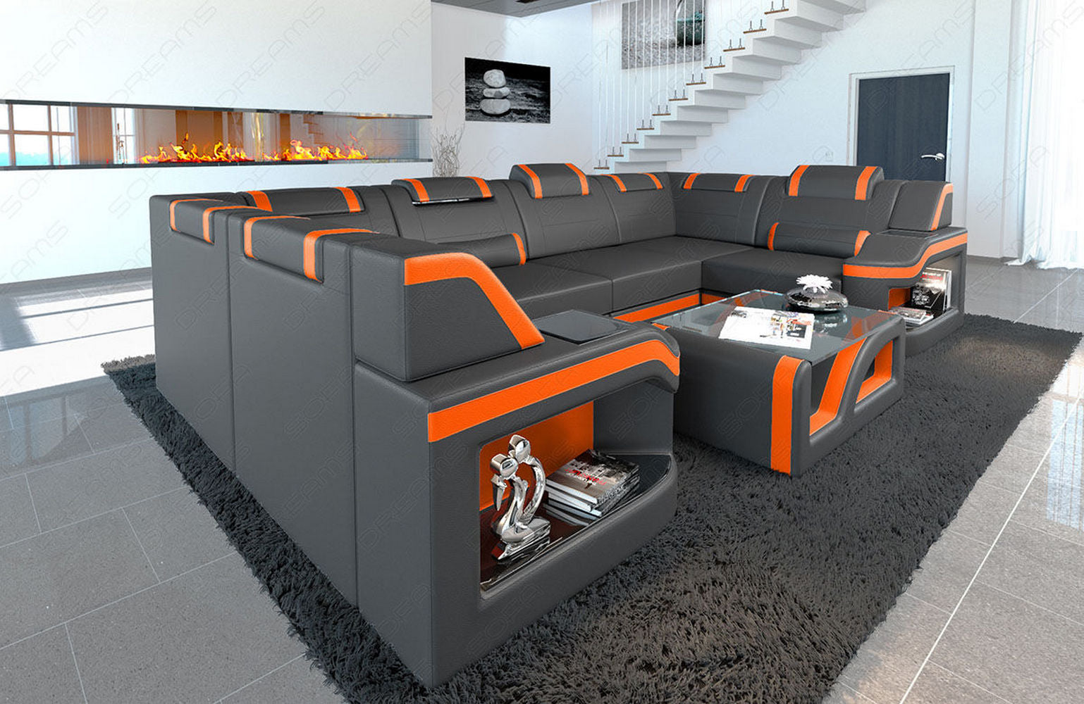 Leder Wohnlandschaft Padua U – Elegantes Sofa