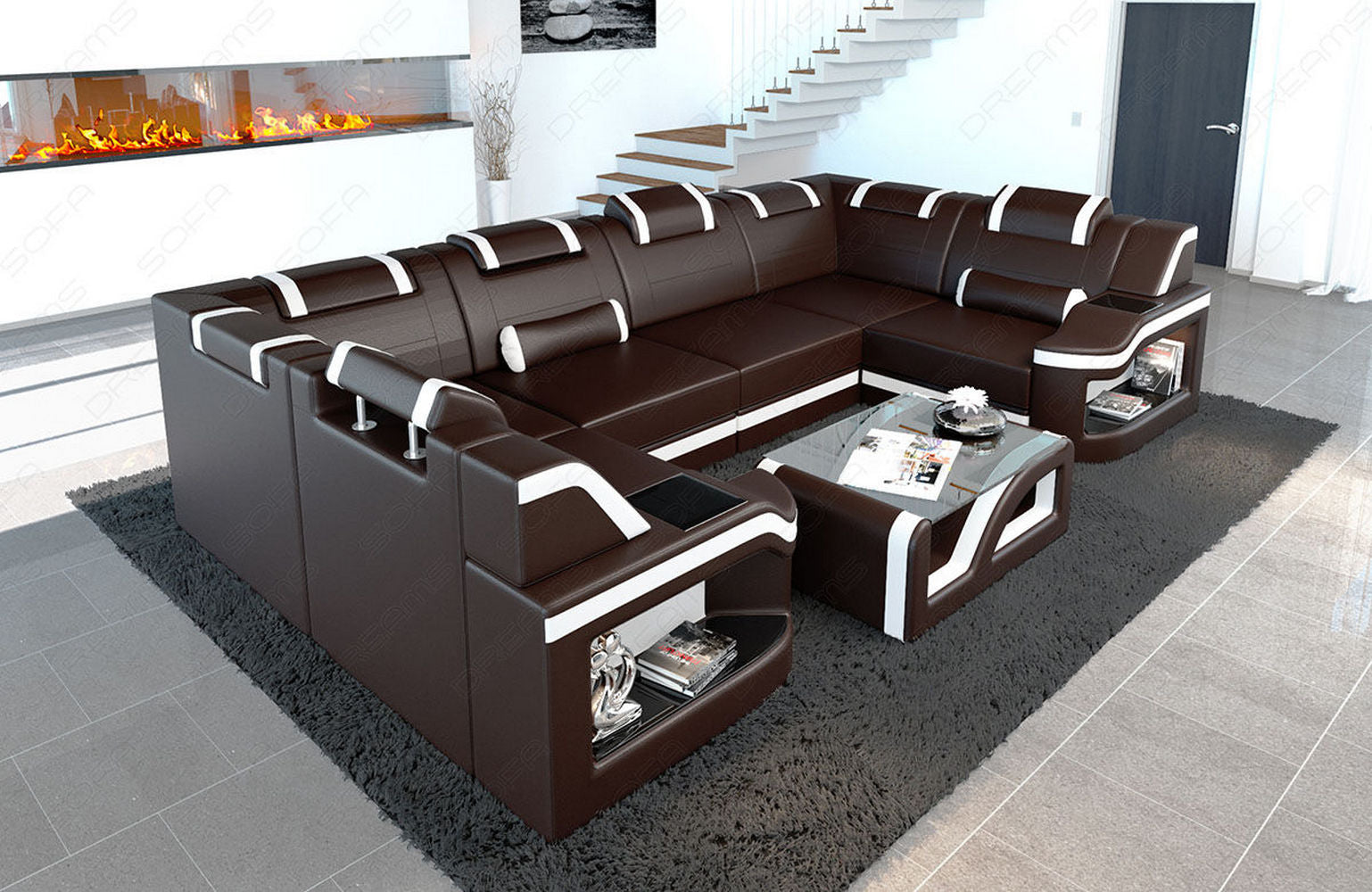 Leder Wohnlandschaft Padua U – Elegantes Sofa