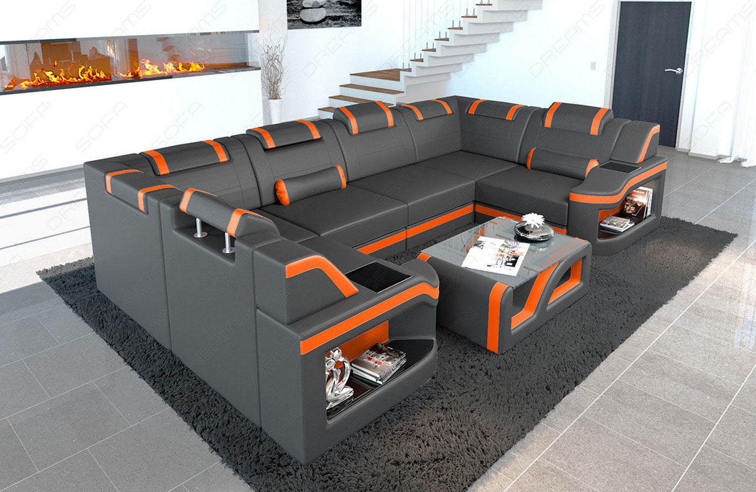 Leder Wohnlandschaft Padua U – Elegantes Sofa