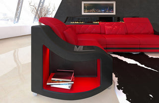 Ecksofa Genua L-Form in Leder rot-schwarz