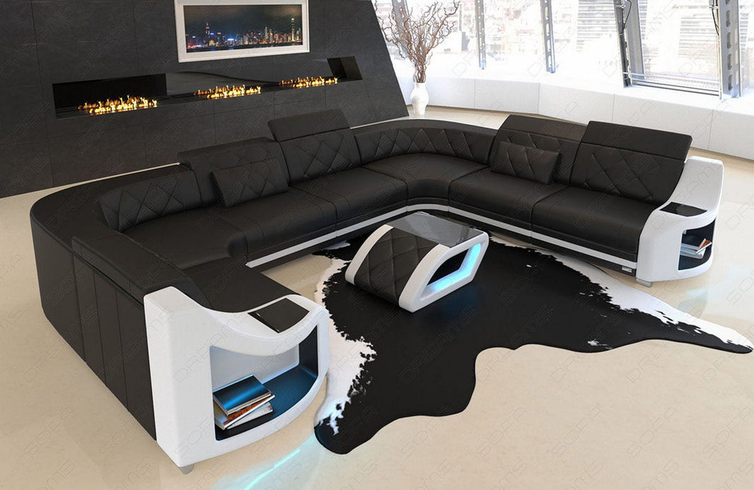 Mini Sofa Genua U-Form aus Leder