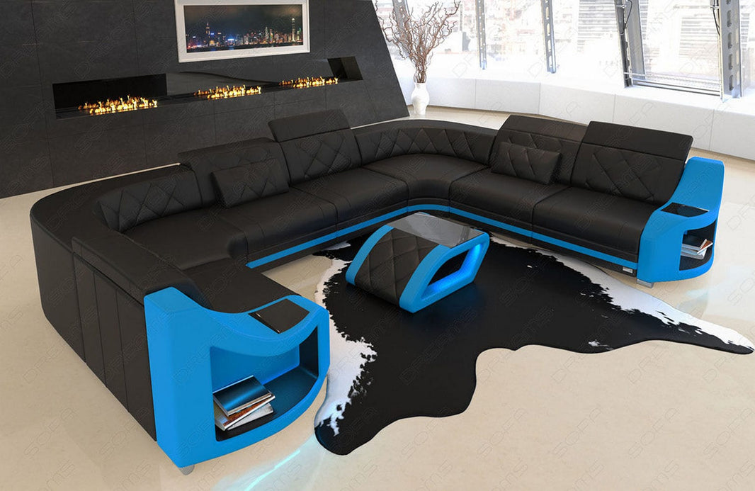 Mini Sofa Genua U-Form aus Leder