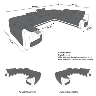 Mini Sofa Genua U-Form aus Leder Sandbeige-Weiß