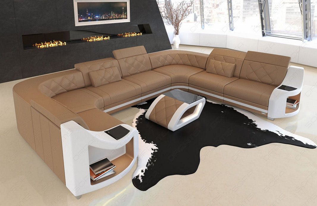 Designsofa Genua U-Form aus Leder