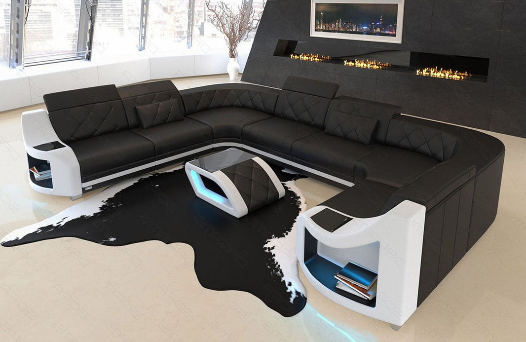 Designsofa Genua U-Form aus Leder
