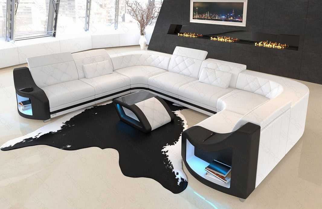 Designsofa Genua U-Form aus Leder