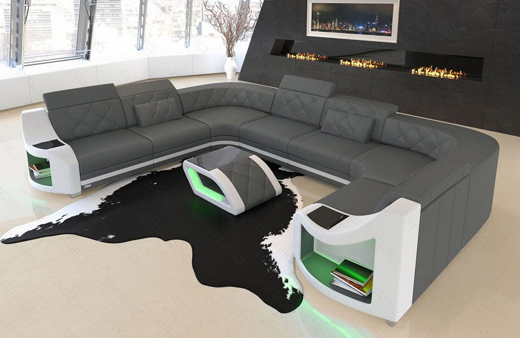 Designsofa Genua U-Form aus Leder