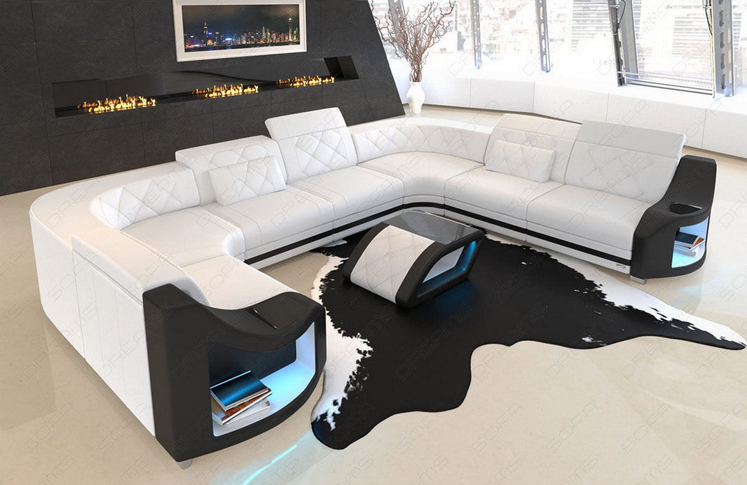Designsofa Genua U-Form aus Leder