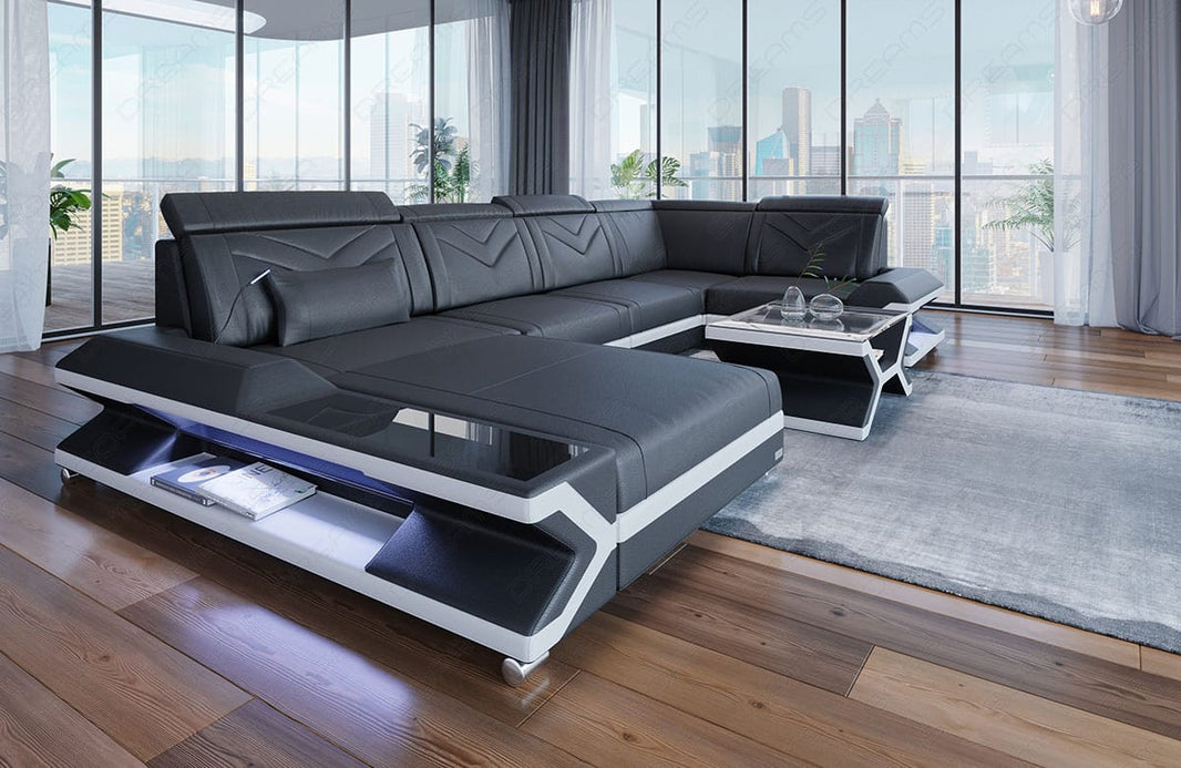 Mini Sofa Napoli U-Form in Leder