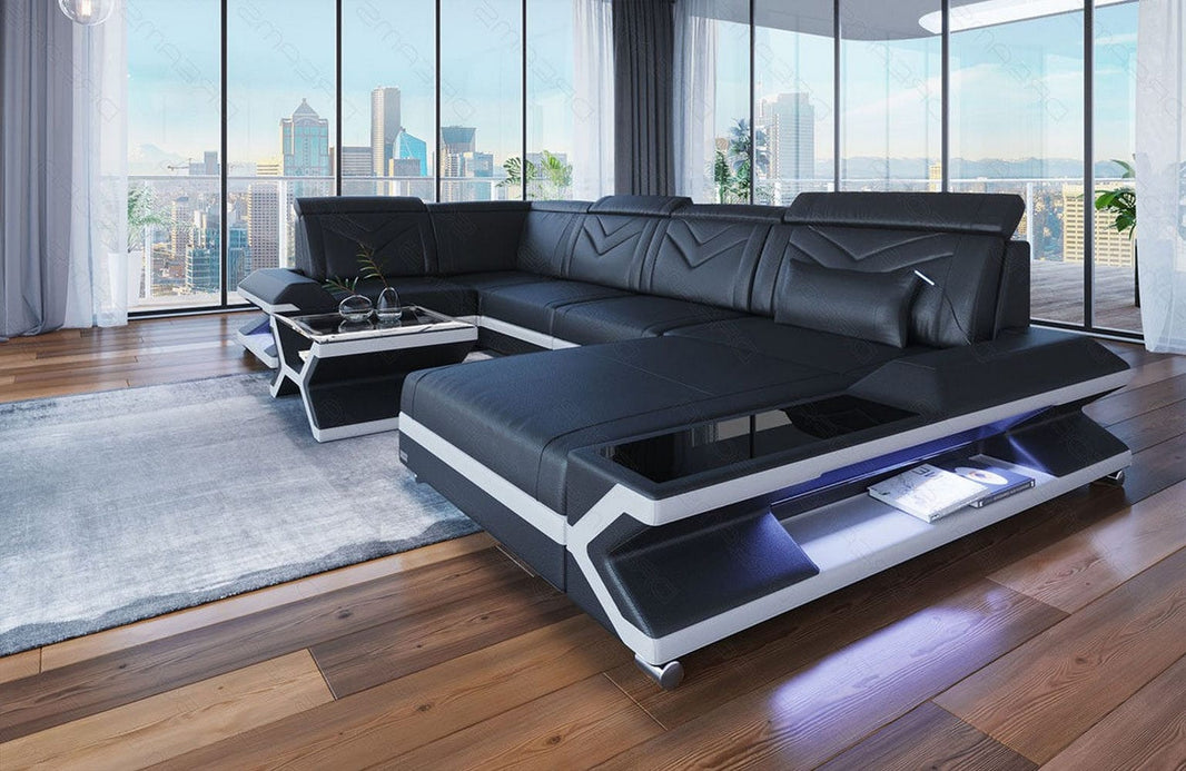 Mini Sofa Napoli U-Form in Leder