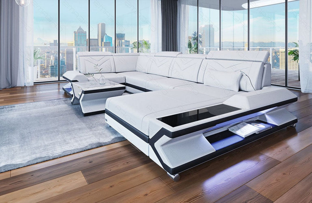 Mini Sofa Napoli U-Form in Leder