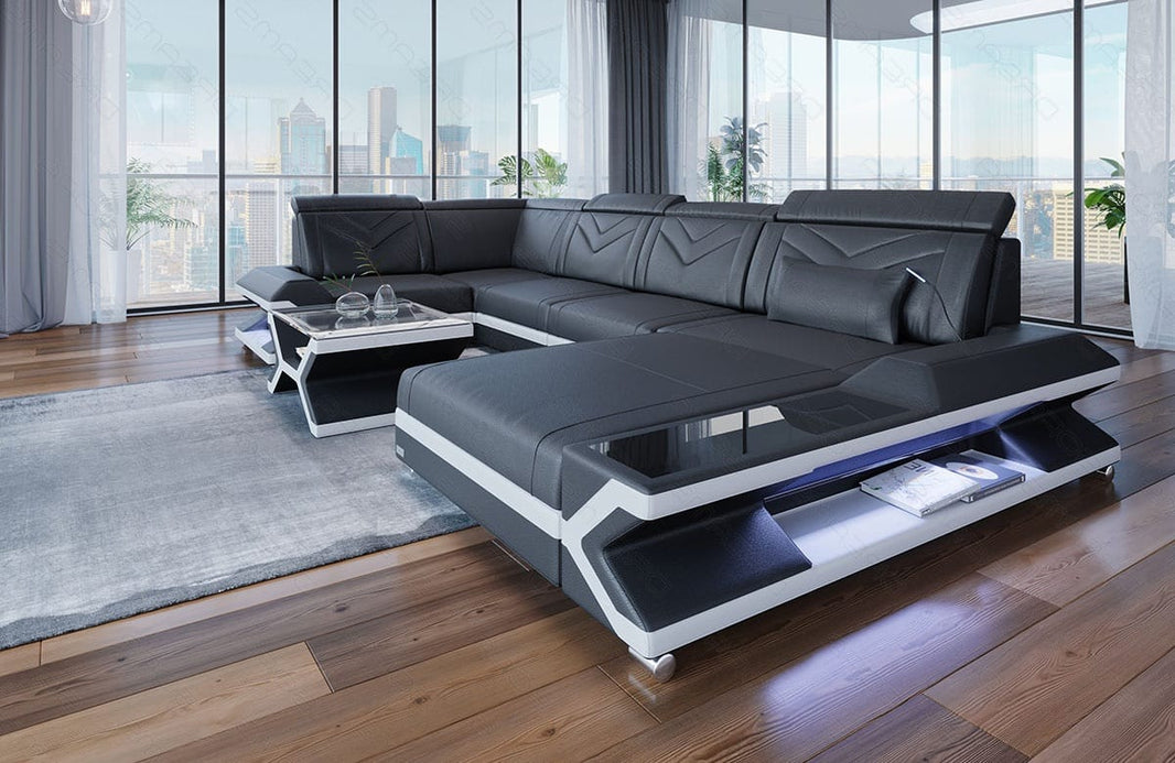 Mini Sofa Napoli U-Form in Leder