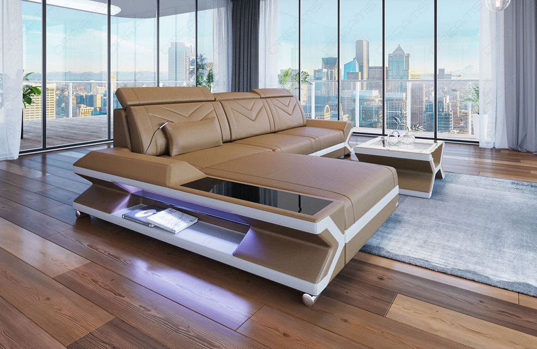 Mini Ecksofa Napoli L-Form aus Leder