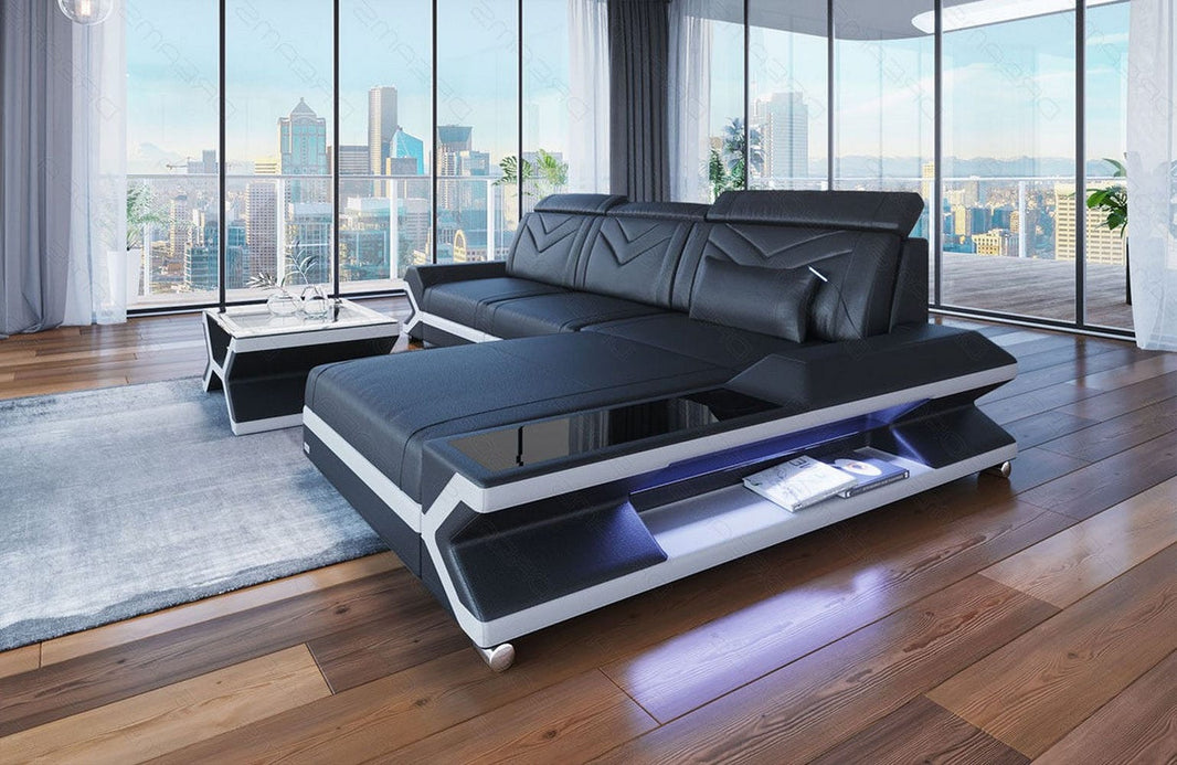 Mini Ecksofa Napoli L-Form aus Leder