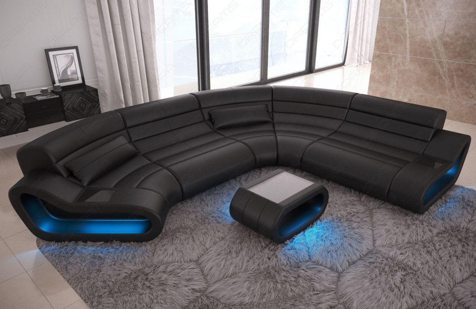 Leder Wohnlandschaft Concept C – Eleganz & Komfort schwarz