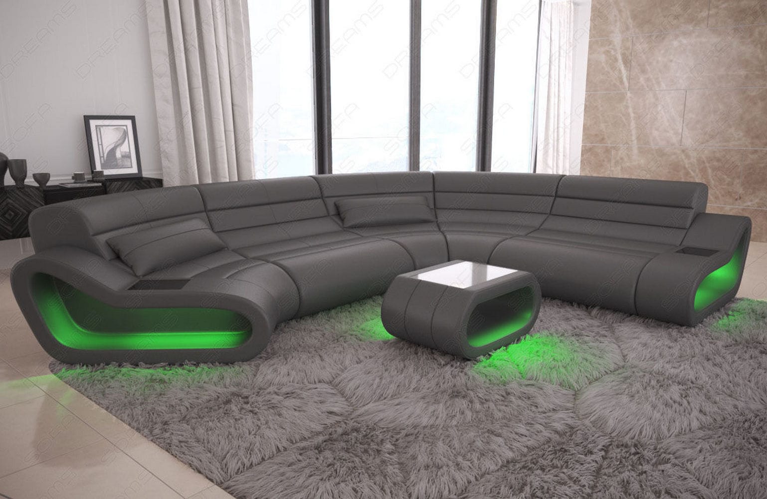 Leder Wohnlandschaft Concept C – Eleganz & Komfort grau