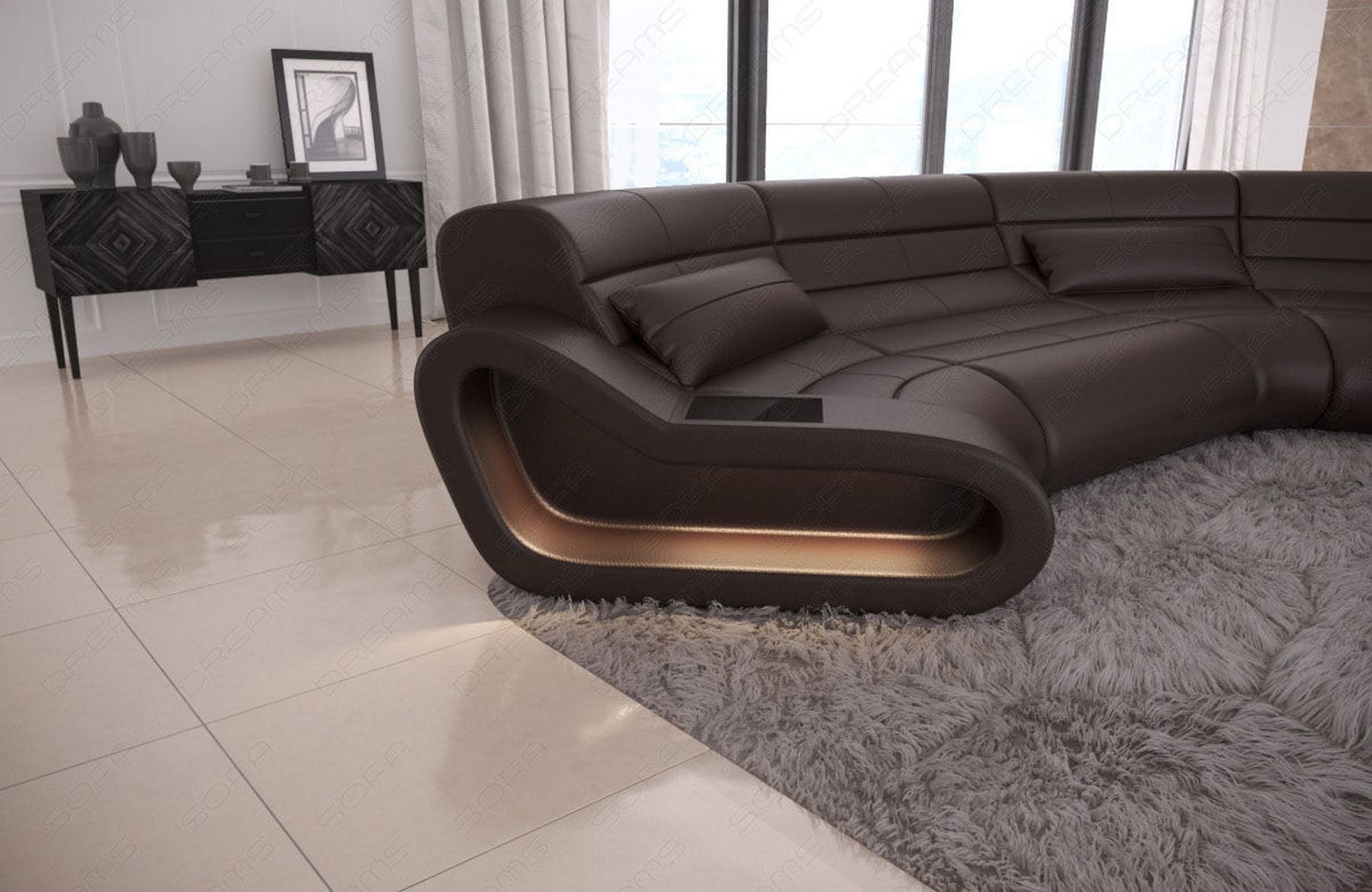 Leder Wohnlandschaft Concept C – Eleganz & Komfort dunkelbraun